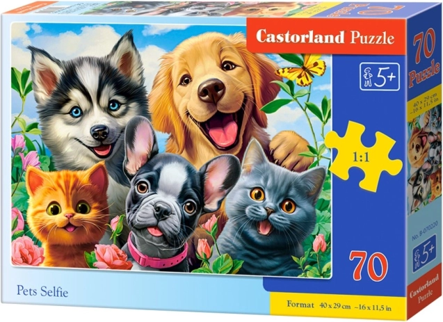 Puzzel 70 stukjes Hond en Kat Selfie