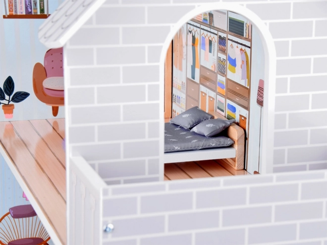 Betoverend huisje met meubels Stijlvolle houten villa voor poppen ZA5368