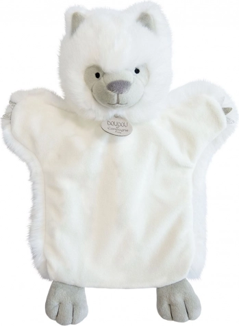 Pluchen handpop Witte Wolf 25 cm