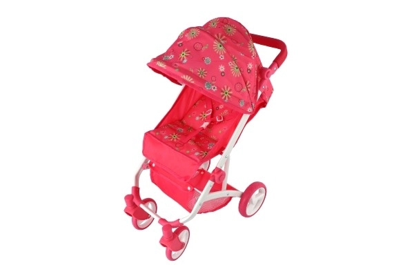 Sportieve poppenwagen met kap speelgoed stof 58x35x70cm in doos 33x48x16cm