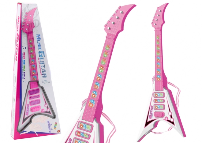 Elektrische gitaar voor kinderen met lichten en melodieën roze