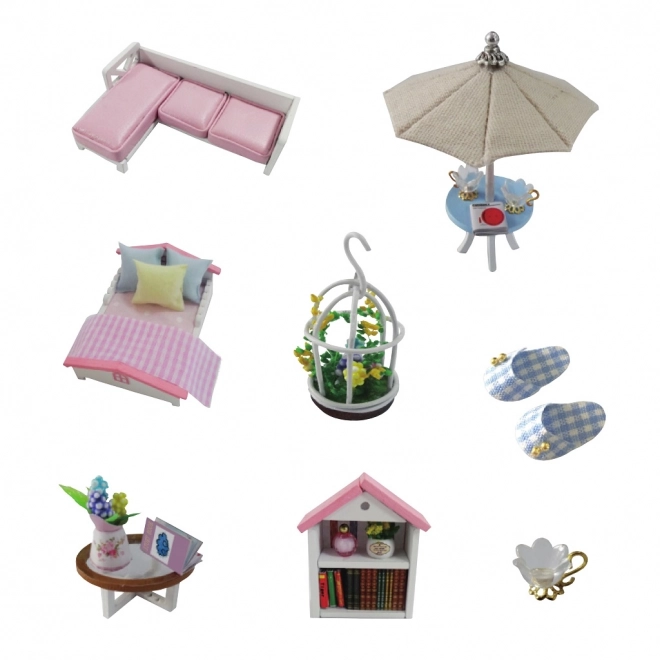 Negen miniatuurhuisjes Roze Huis