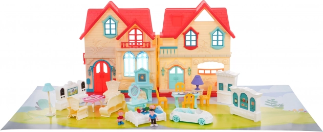 Uitschuifbare villa met figuurtjes, licht en geluid voor kinderen 3+