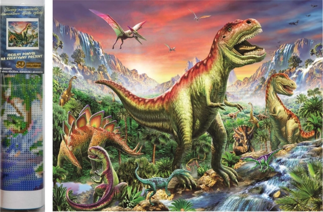 Set voor diamant schilderen - dinosauriërs in de bergen