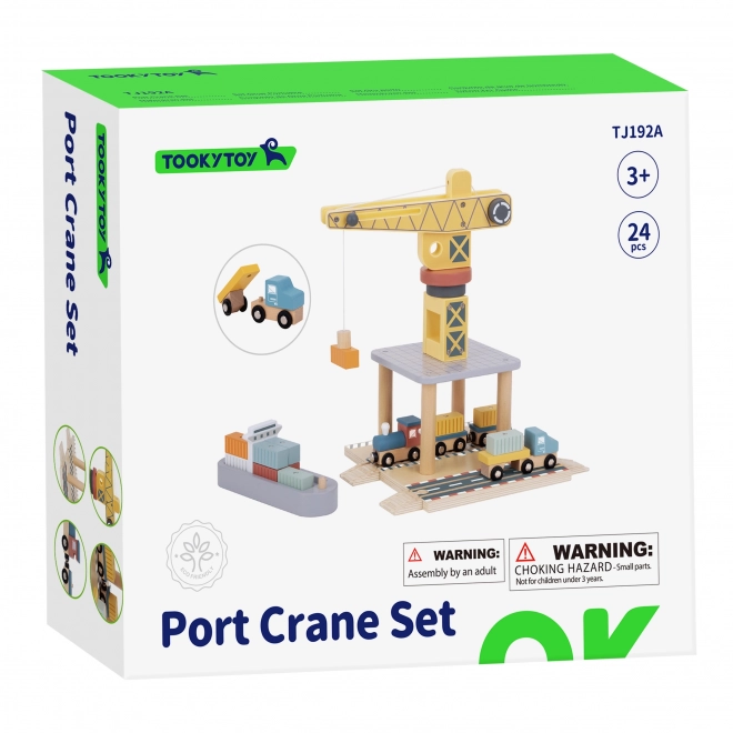 Houten set met havenkraan