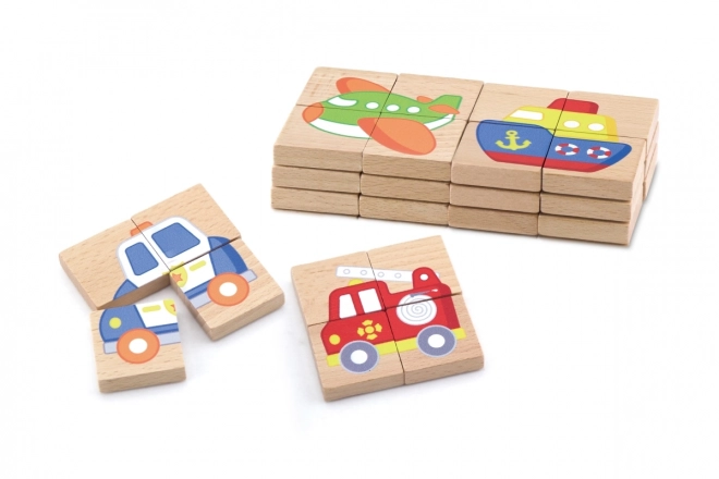 Houten magnetische puzzel - vervoermiddelen