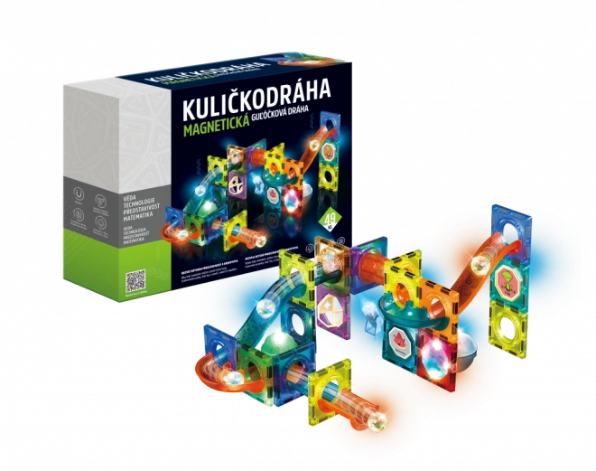 Magnetische knikkerbaan met licht – 49 stukken