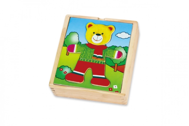 Houten puzzel VIGA Kleed de beer aan