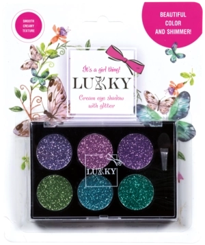 Lukky crèmige oogschaduwen met glitters en penseel, 6 kleuren