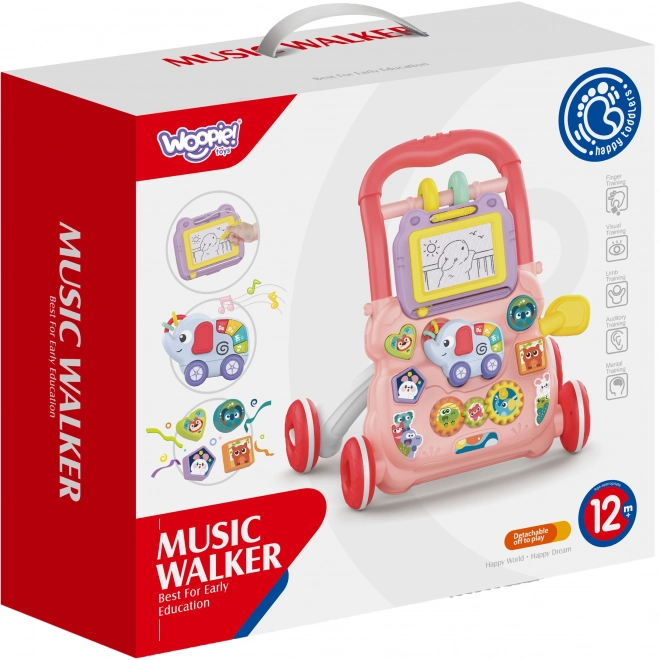 Interactieve loopstoel Woopie Baby met muziek en tekentafel