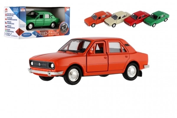 Auto Welly Škoda 105L metaal/plastic 11cm 1:34-39 vrije loop 4 kleuren in doos 15x7x7cm