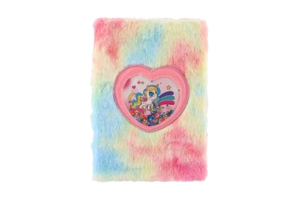 Pluchen regenboog eenhoorn notitieblok mix soorten in zakje 16x21x2cm