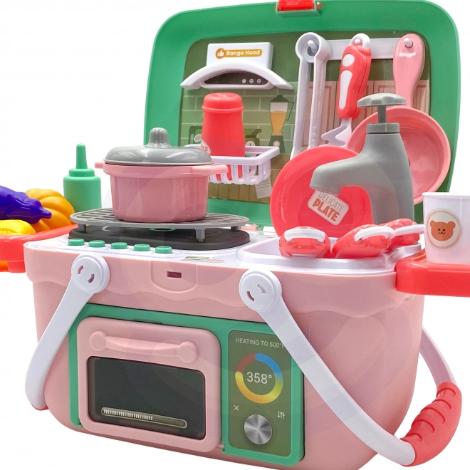 Woopie set van een kleine kok 2in1 draagbare keuken in een mandje 30 stuks