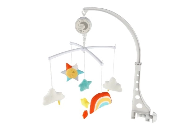 Mobiel boven het bedje kunststof/stof met opwindbaar muziekdoosje in doos 19x33x5,5cm 6m+