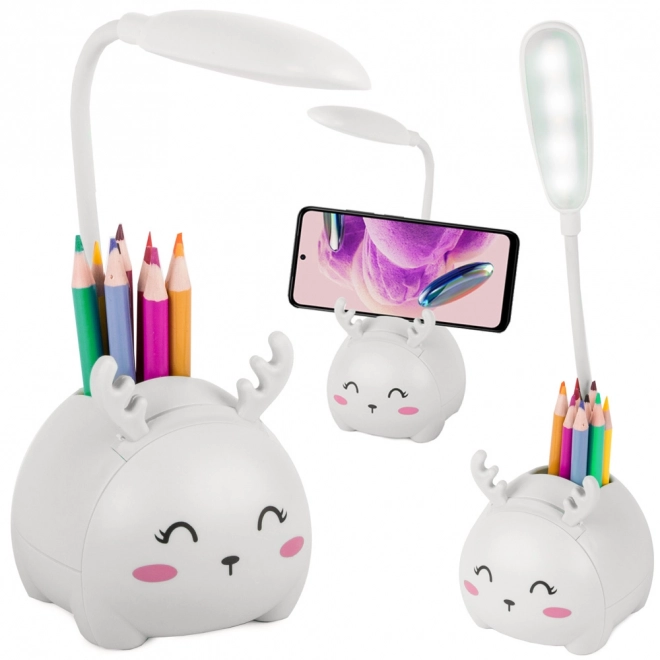 Kinder nachtlampje usb organizer telefoonstandaard voor lezen wetenschap – wit