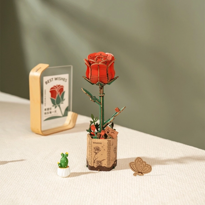 3D houten puzzel Rode Roos