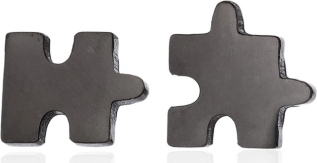 Stalen puzzel oorbellen – zwart