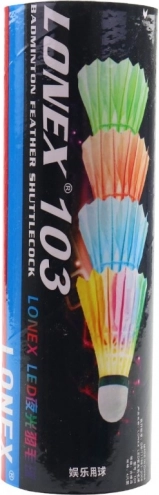 Badminton shuttles met veren en licht