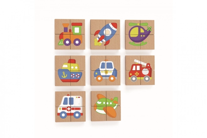 Houten magnetische puzzel - vervoermiddelen