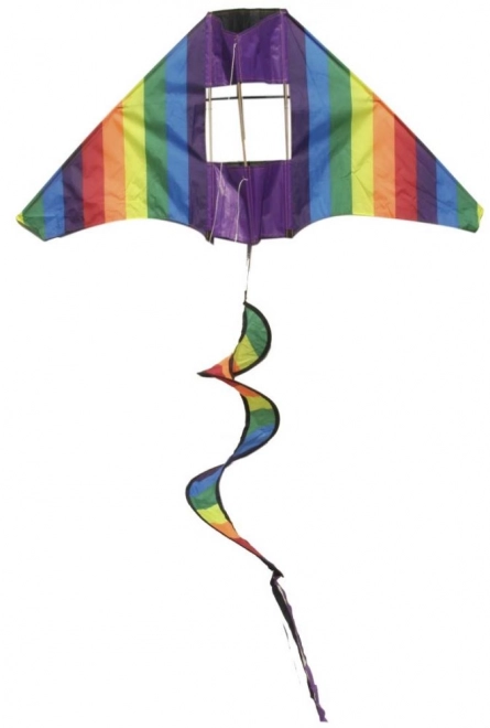 Kleurrijke vlieger met draaiende regenboog