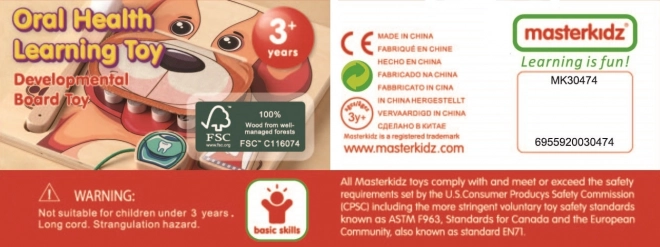 Masterkidz houten montessori-tabel voor tandenpoetsen – hondje