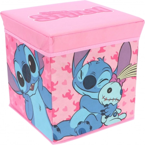 Cozy Noxxiez opvouwbare opbergbox en poef STITCH voor meisjes 30 × 30 × 30 cm