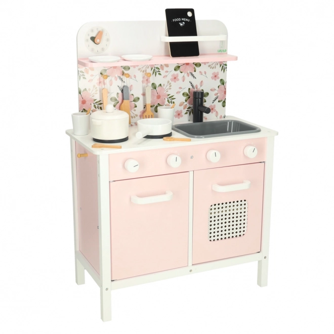Kinder houten keukentje Lulilo Flora roze