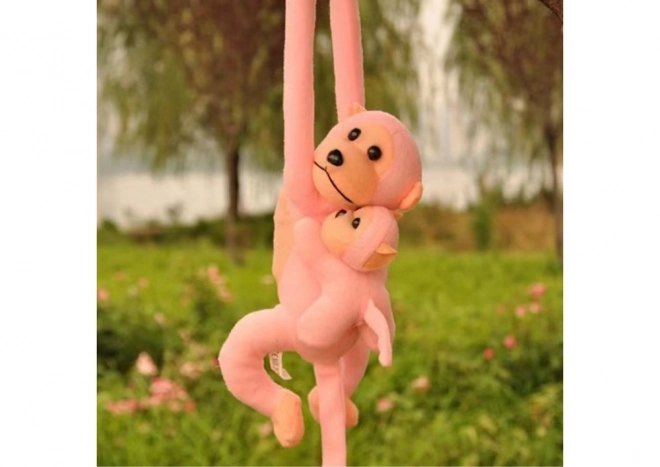 Pluchen aapje met jong roze 90 cm