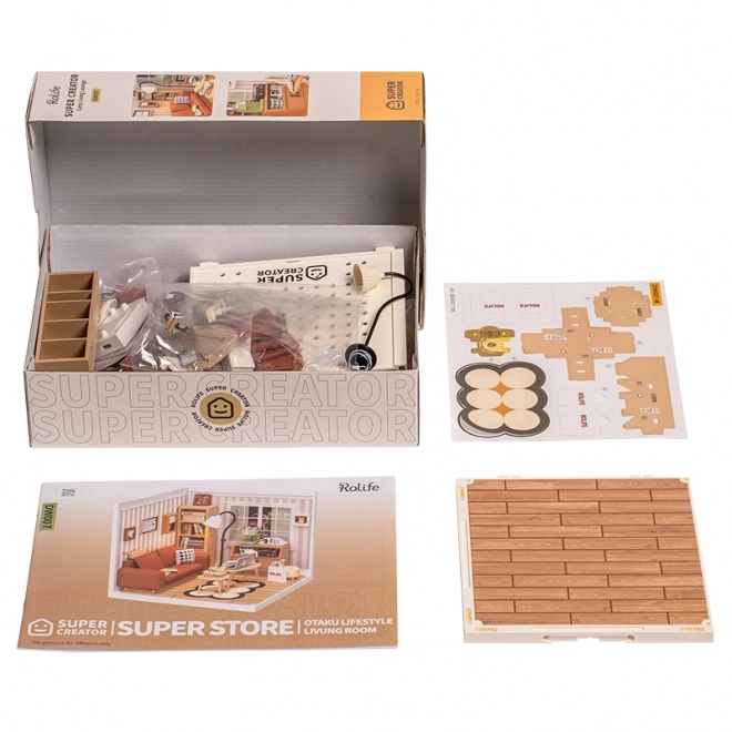 RoboTime miniatuur poppenhuis knusse woonkamer