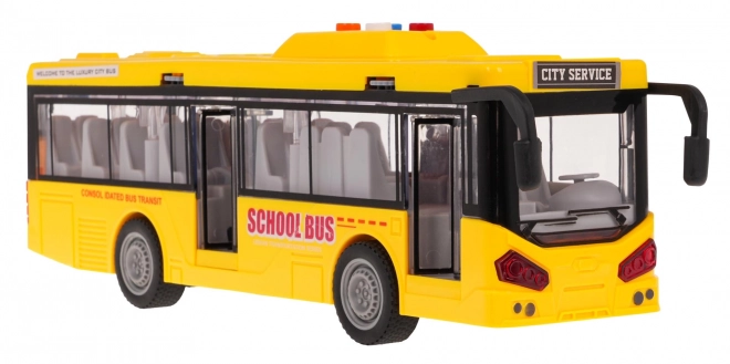 Gele bus met licht- en geluidsfunctie