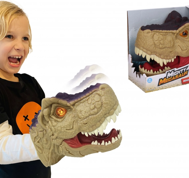 Dinosaurushoofd met effecten voor hand 20 cm