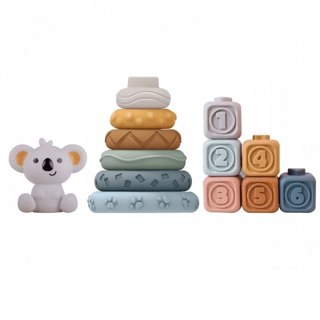 Woopie Baby zachte rubberen sensorische blokken 3-in-1 set Teddybeer