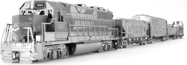 metal earth 3d metalen model treinstel met locomotief en 4 wagons deluxe set