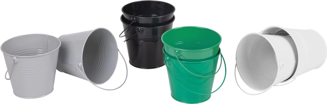 Classic World gekleurde metalen emmers, set van 8 stuks