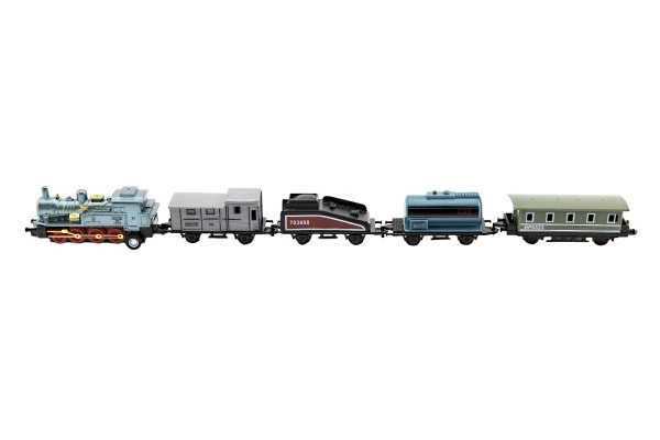 Trein met wagons 5 stuks, metaal/kunststof, 8 cm, met terugtrekmechanisme