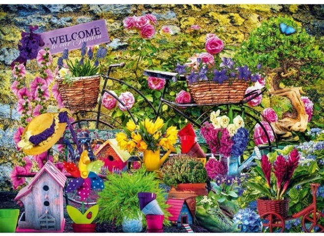 Puzzel Welkom in onze tuin 1000 stukjes BLUEBIRD