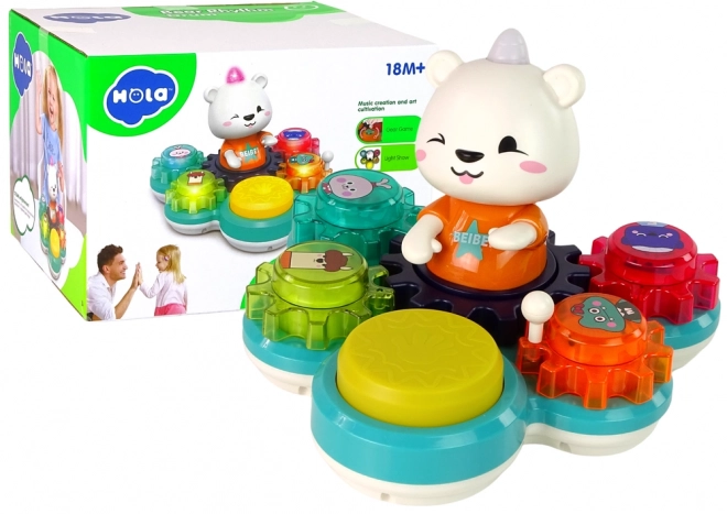 Interactieve educatieve speelgoed voor baby's Spelende teddybeer tandwielen