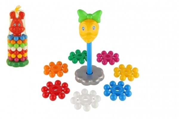 Stapelbare piramide met ringen van plastic 26cm in net 12m+