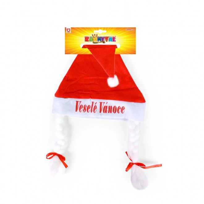 Kerstmuts met witte vlechten