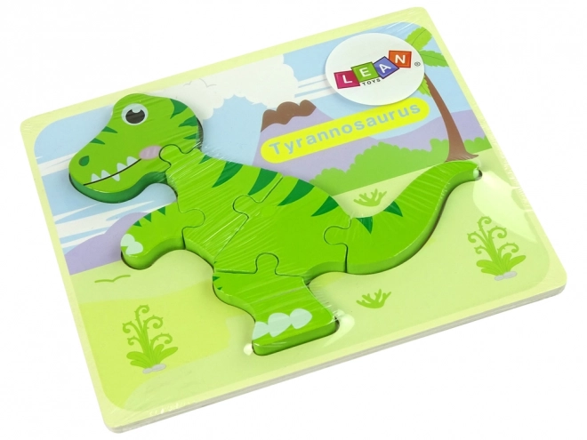 Houten puzzel Dinosaurussen Isanosaurus Tyrannosaurus Groen