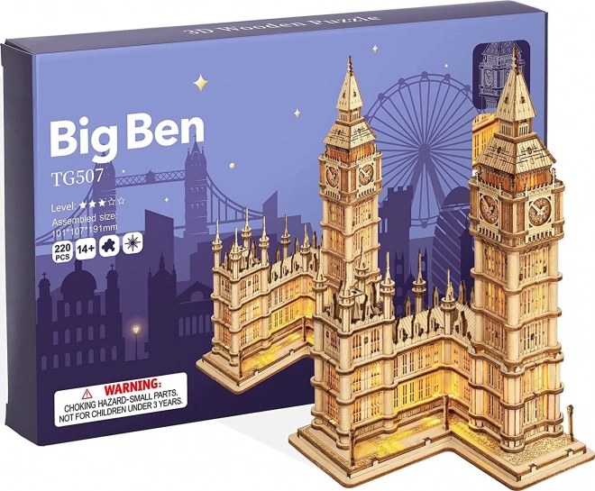 RoboTime houten 3D puzzel kloktoren Big Ben verlicht