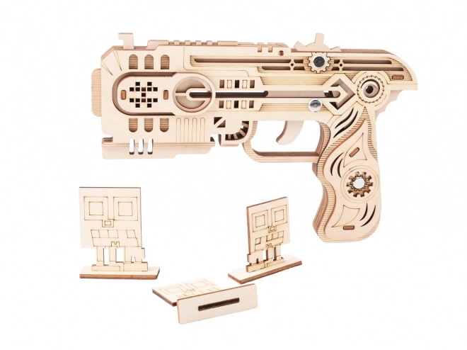 Woodcraft Houten 3D puzzel Rubber Band Pistool Dragon Chaser