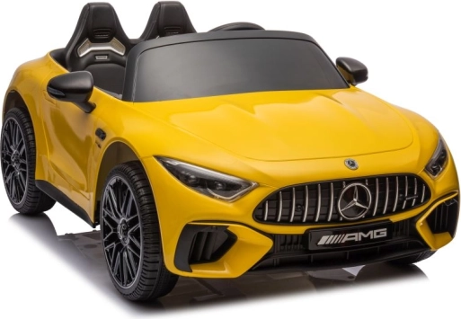 Elektrische kinderauto MERCEDES AMG SL63 – geel, gelakt
