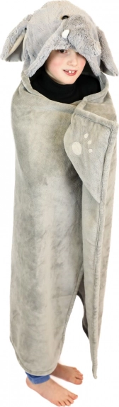 Cozy Noxxiez warme kinderponcho-deken met capuchon Olifant