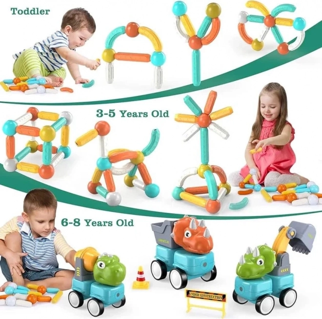 Woopie magnetische blokken dinosaurus constructieset
