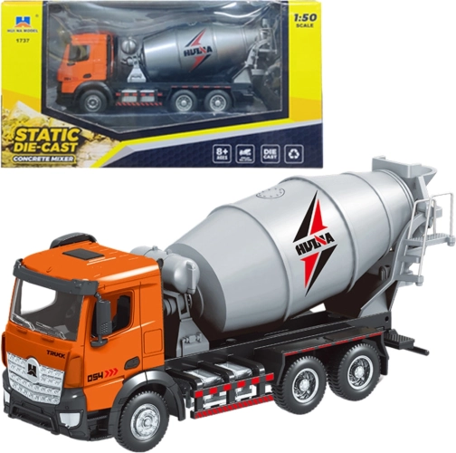 Metalen bouwmixermachine Huina oranje 1:50