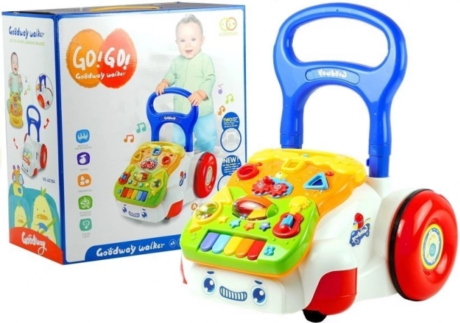 Loopwagen voor kinderen met afneembaar muzikaal paneel