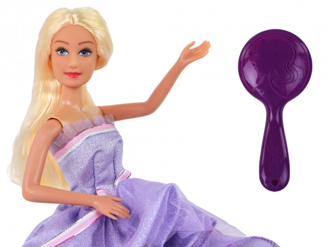Modieuze pop 30 cm met lang blond haar – kledingkast, schoenen en accessoires