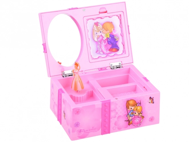 Roze sieradendoos met een muziekkistje voor kleine meisjes