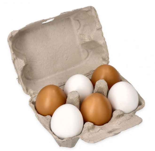 Houten eieren in een stempelbakje 6 stuks